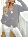 Women's deer plush long sleeve sweater coat with princess sleeves and irregular hemline in black or grey