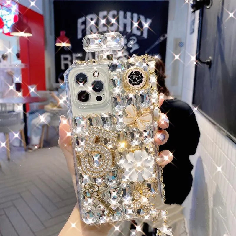 Luxury rhinestone TPU phone case in purple for iPhone 12 series