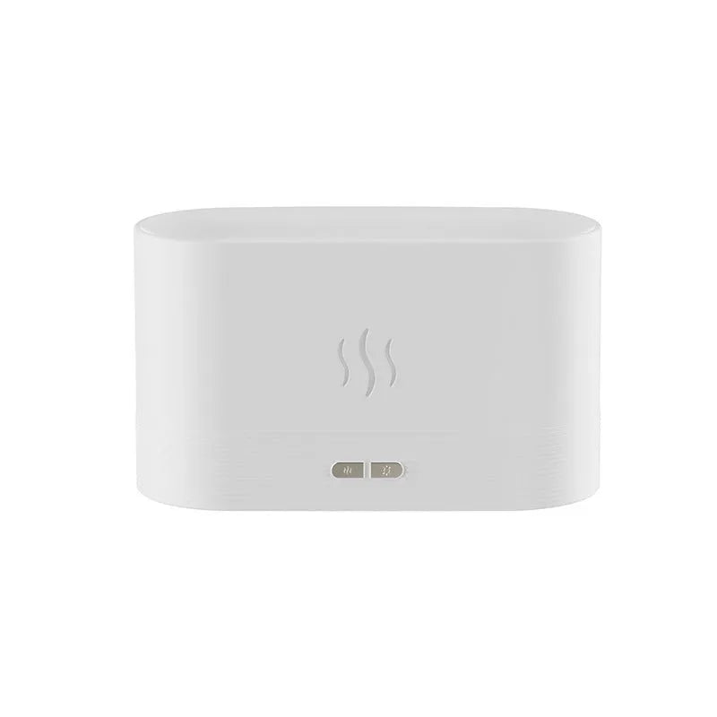 Black square ultrasonic aroma diffuser with flame effect LED light and mist output