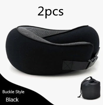 Ergonomic memory foam travel neck pillow with U-shaped design for comfortable neck support during flights and commutes