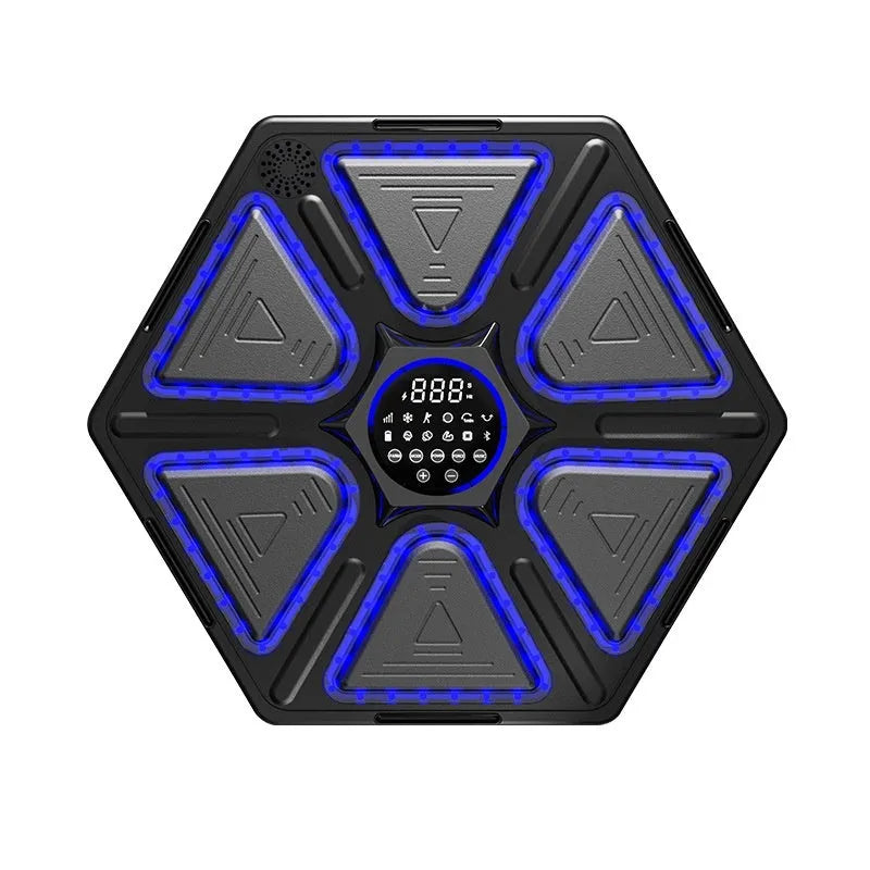Electronic boxing wall target with rhythm feedback system hanging on wall