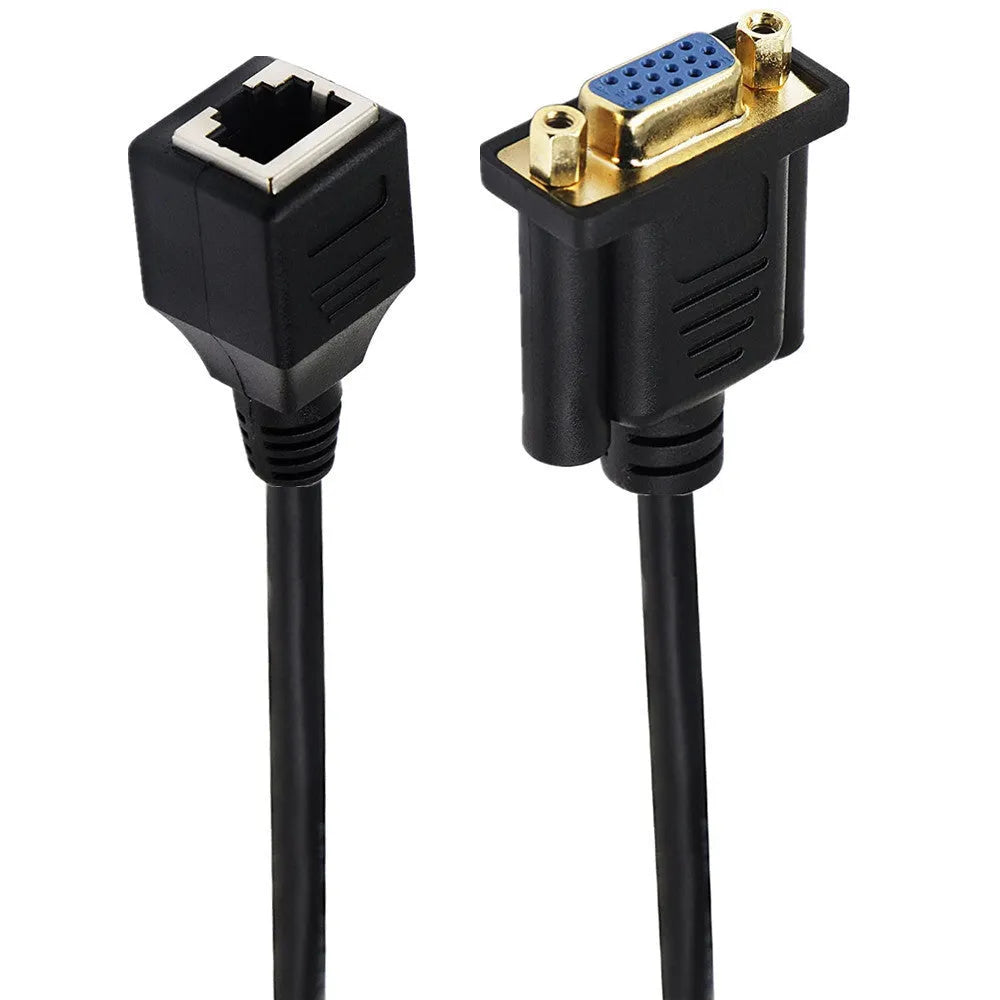 VGA adapter cable with RJ-45 network interface, VGA male connector and VGA female interface