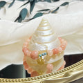 Women's pink alloy natural stone bracelet with simple design