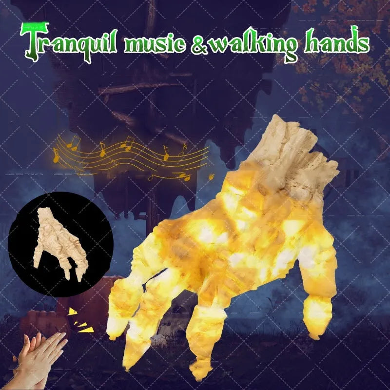 Halloween electric luminous crawling hand with warm light and spooky sound, animated zombie hand decoration