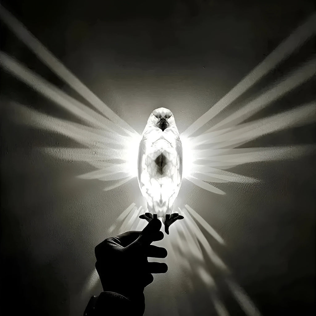 3D printed eagle-shaped resin wall lamp projecting a bird silhouette pattern on a wall