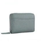 Genuine leather coin purse with zipper closure shown in multiple colour options