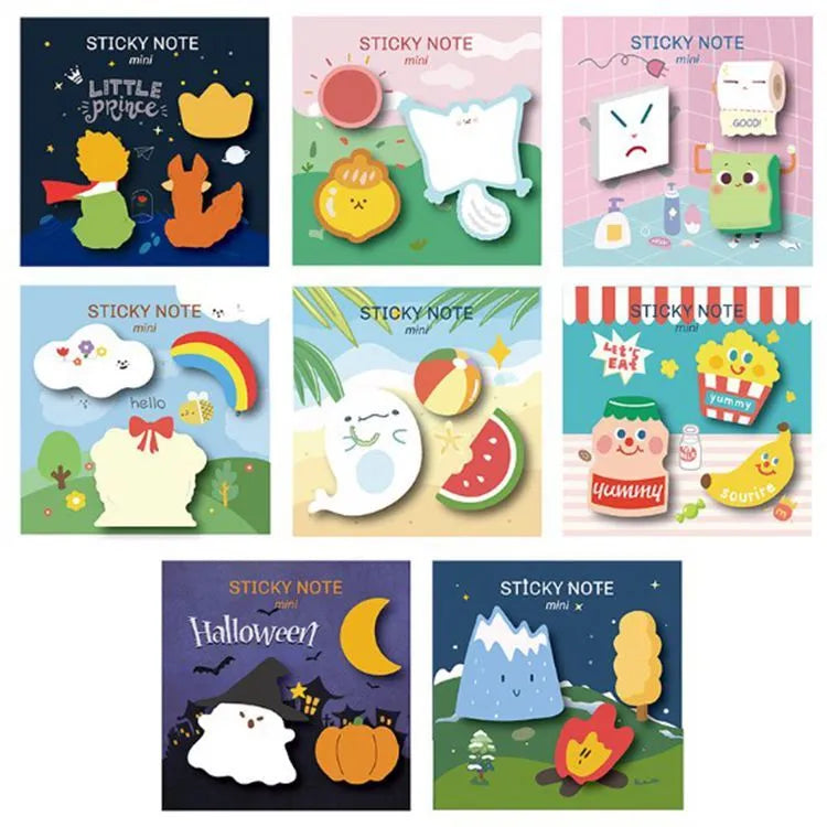 Halloween pumpkin pattern Post-it Notes showing square 90mm sticky notes with seasonal designs