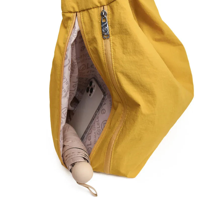 Women's soft nylon heart-shaped underarm shoulder bag in black, yellow, khaki, or blue colour with large capacity