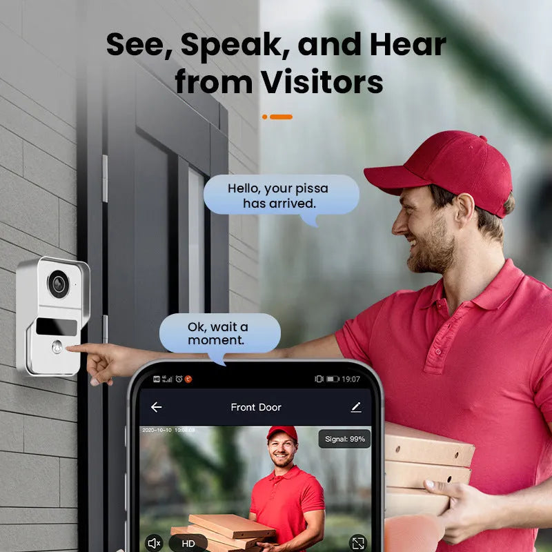 1080P video intercom doorbell system with outdoor camera unit and indoor display