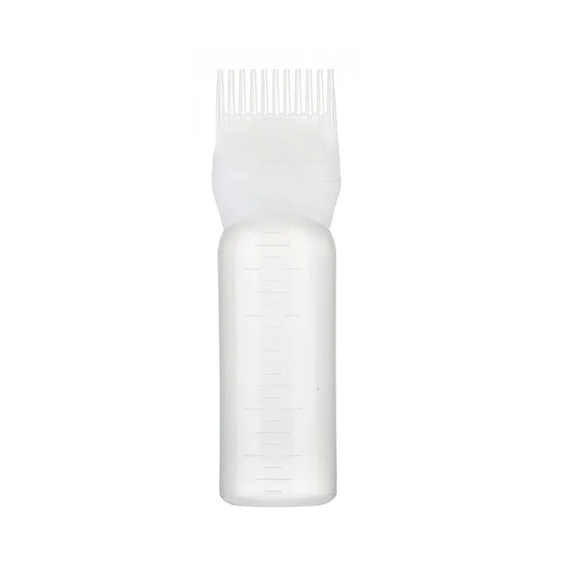Hair dye bottle with comb-tooth applicator in 100g size, available in white purple and pink colour options
