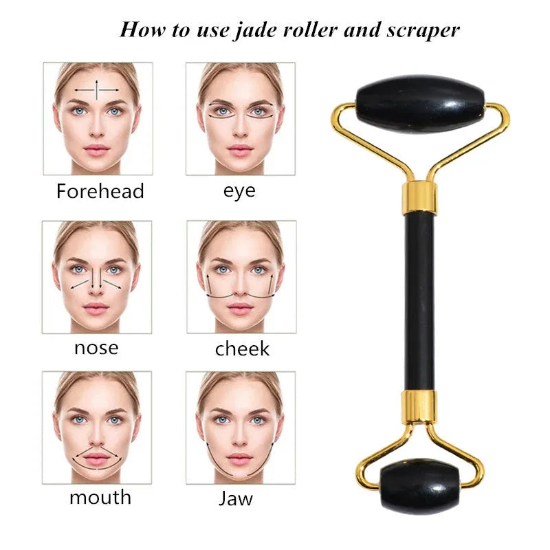 Black Bianstone beauty face care massage jade device bar for facial tension relief and Gua Sha