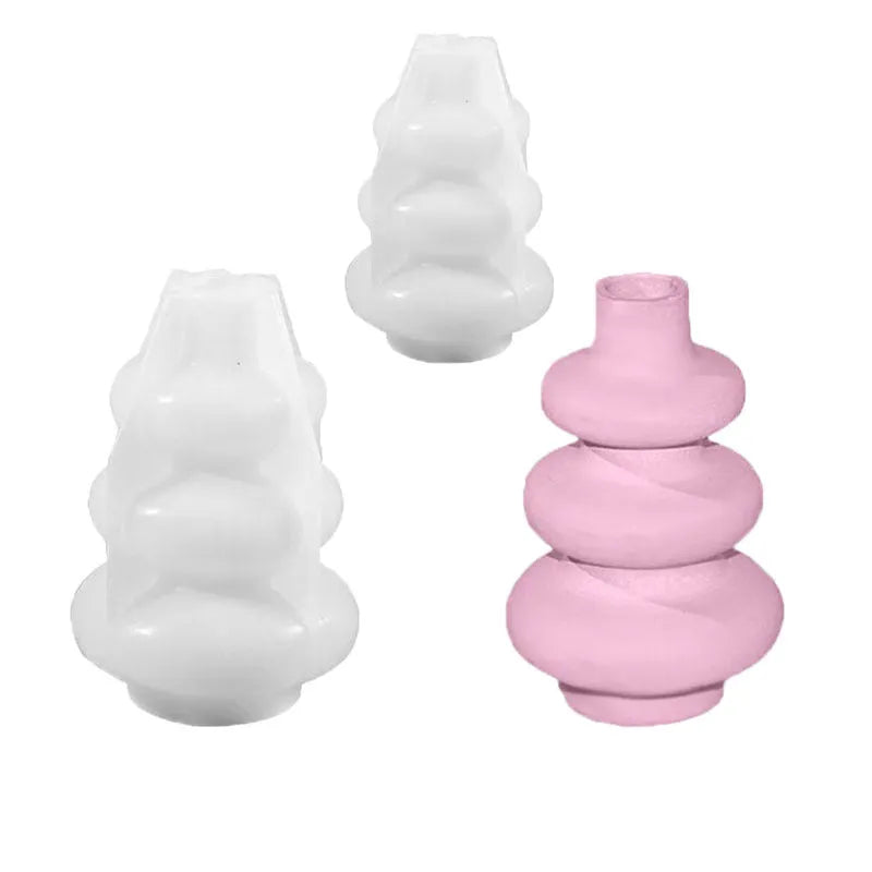 Three-layer circle vase ornament silicone baking mold in irregular shape for cake decorating