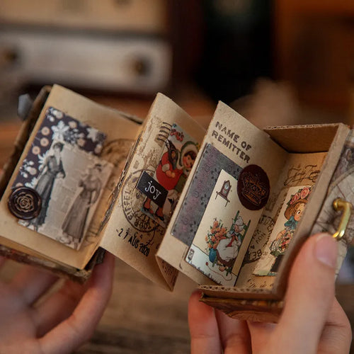100 retro double-sided mini notes cards in seven vintage colours including antique paper and blossoming flowers designs