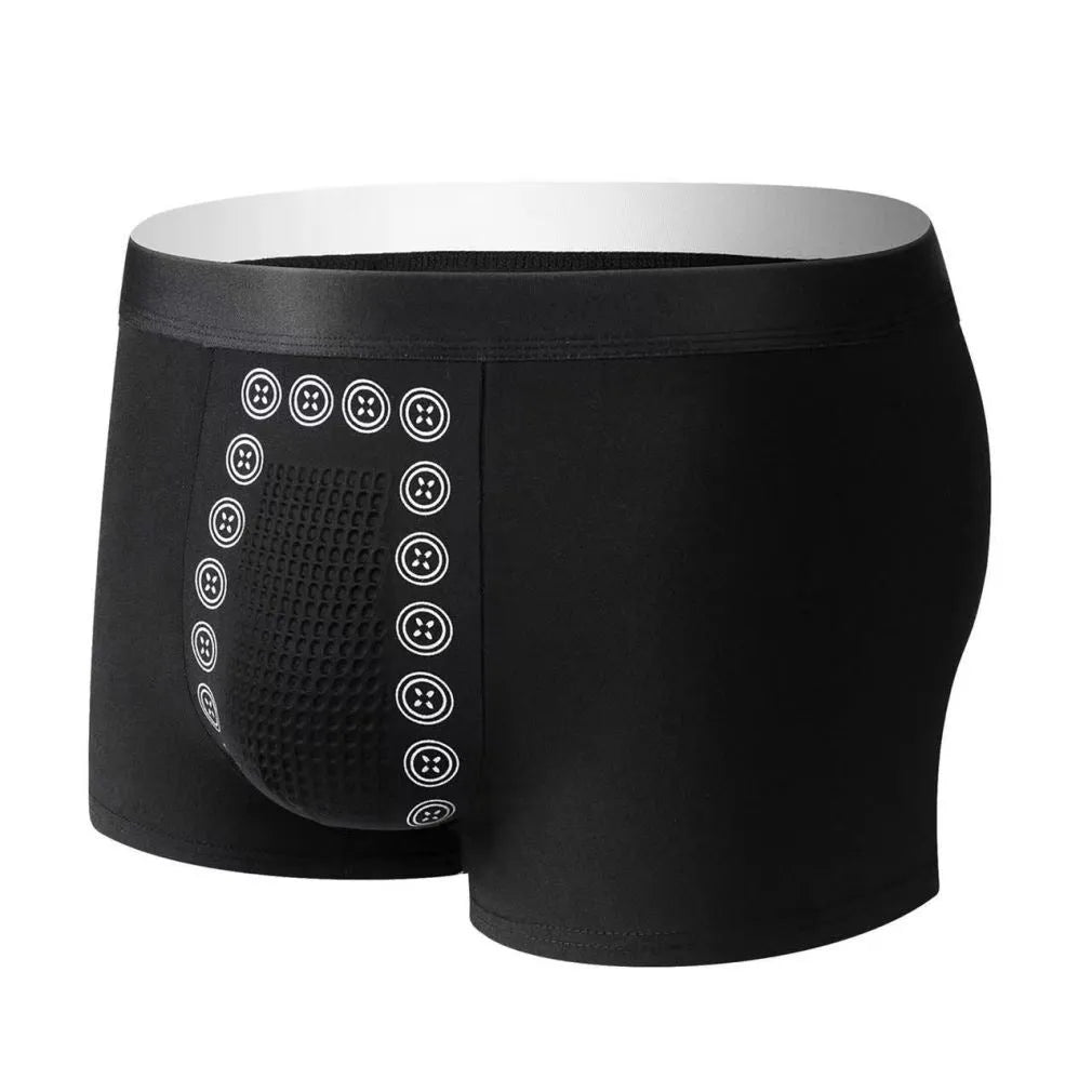 Men's massage particle underwear in mid-waist design with solid colour options