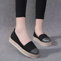 Plus size canvas oversleeve flat shoes in breathable cloth material showing round toe design