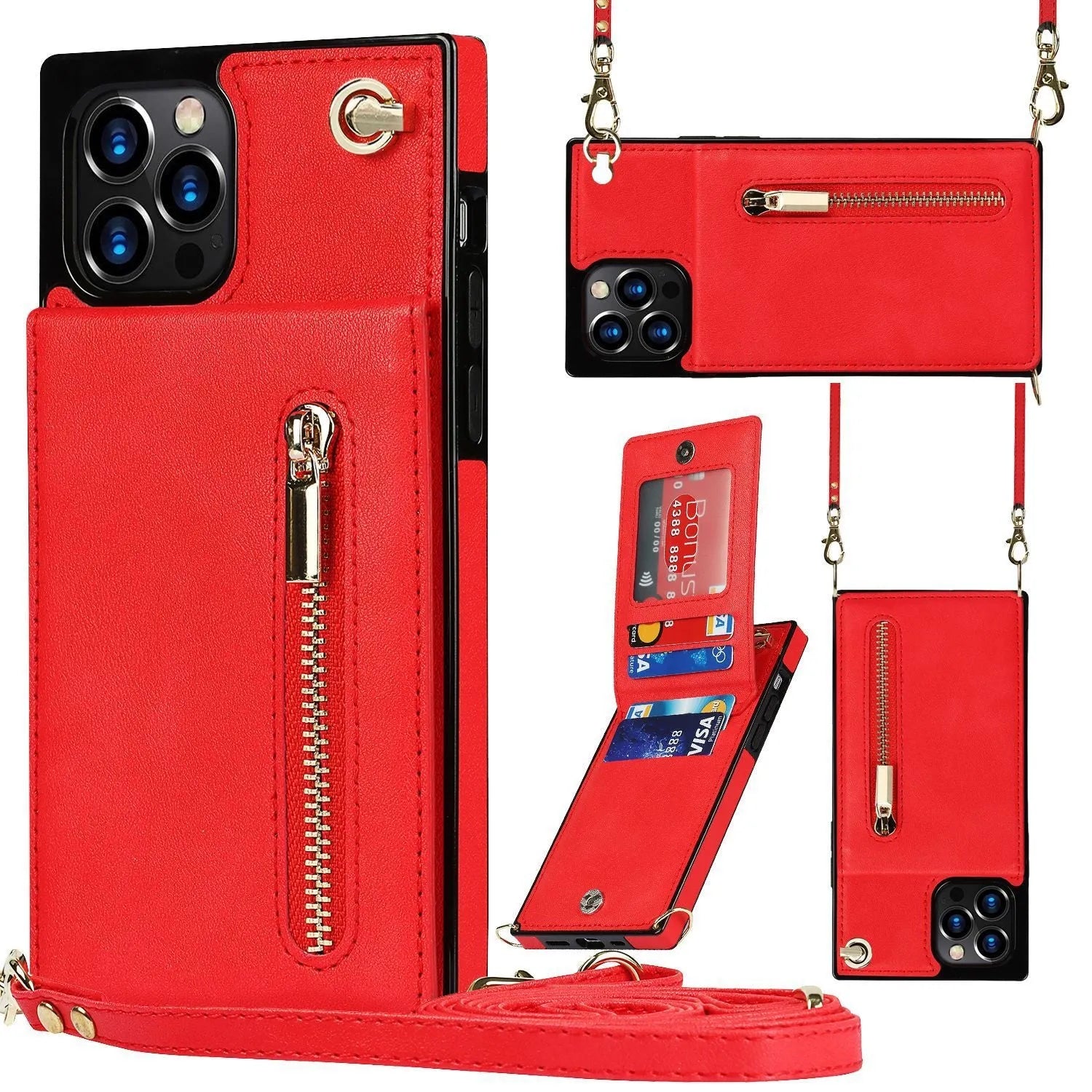 A solid-colour leather and TPU mobile phone case for an iPhone or Samsung Galaxy smartphone.