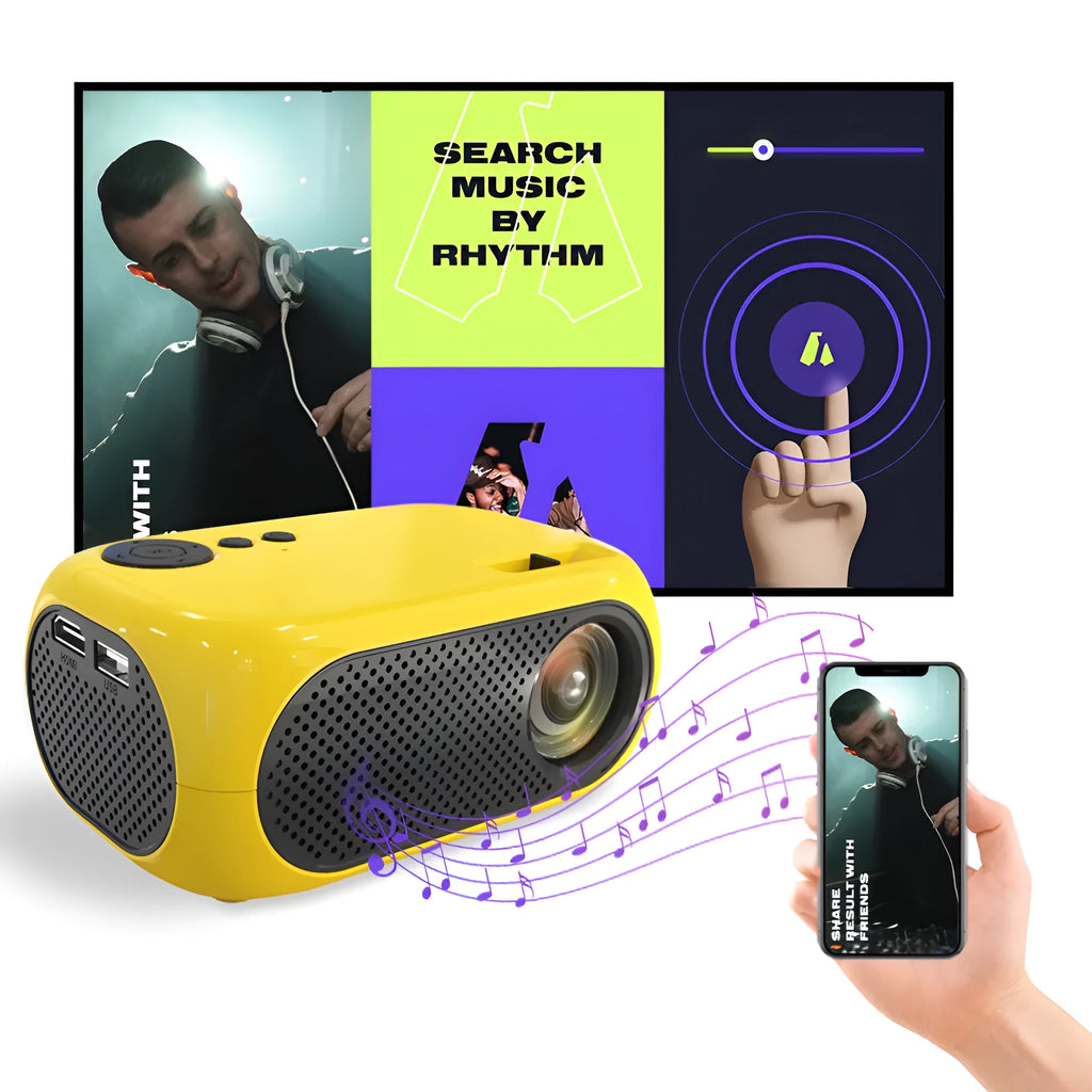 M24 micro mini portable projector in gold or white colour with power adapter