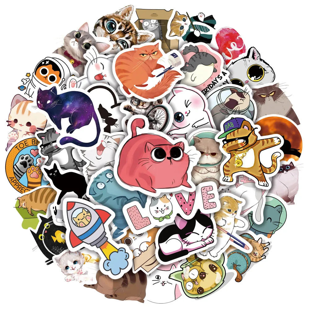 Pack of 50 waterproof PVC decorative stickers, each 4-7cm, for laptops and scooters