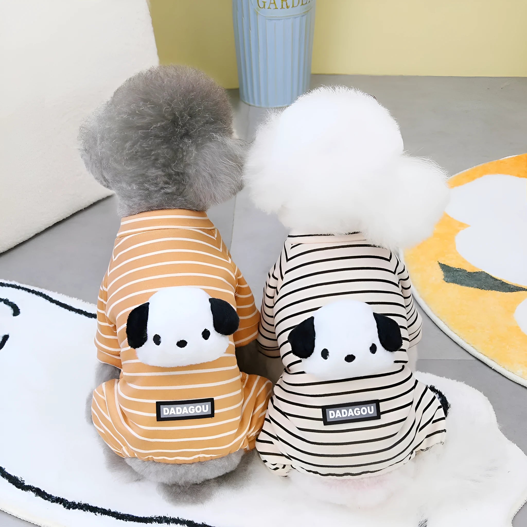 Polyester pet dog two-leg sweater in black, casual style, size options from small to extra large
