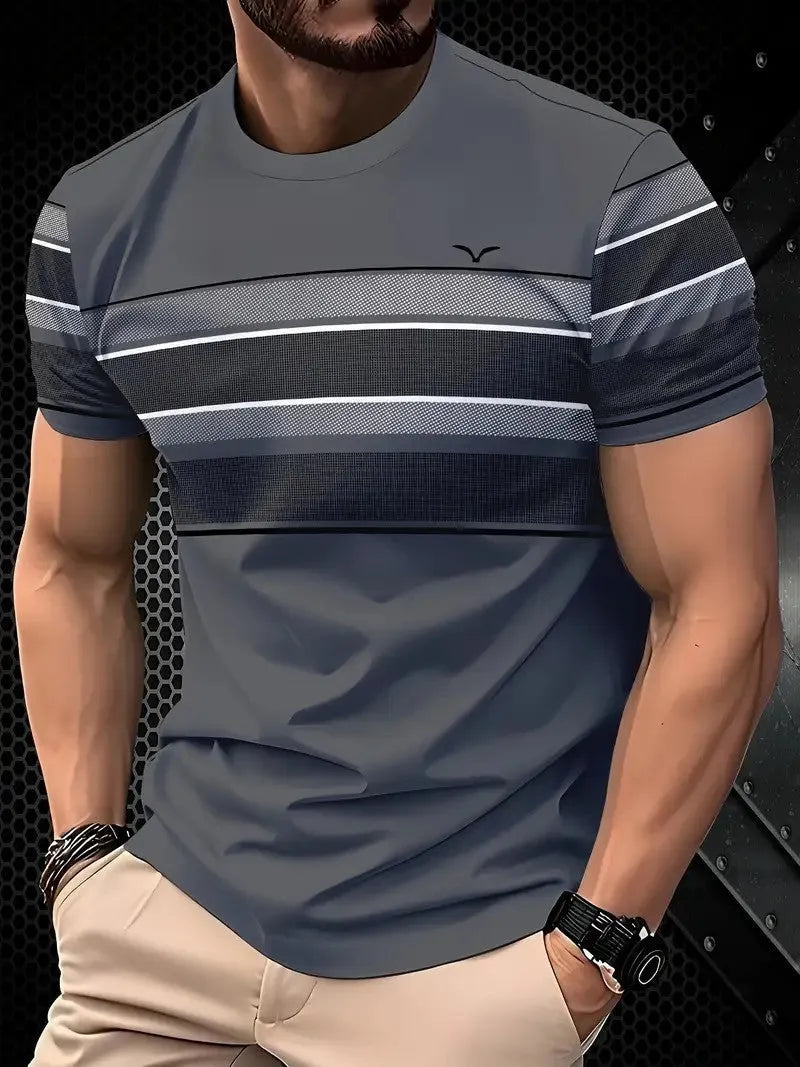 Men's loose casual short sleeve T-shirt in polyester available in multiple colours and sizes