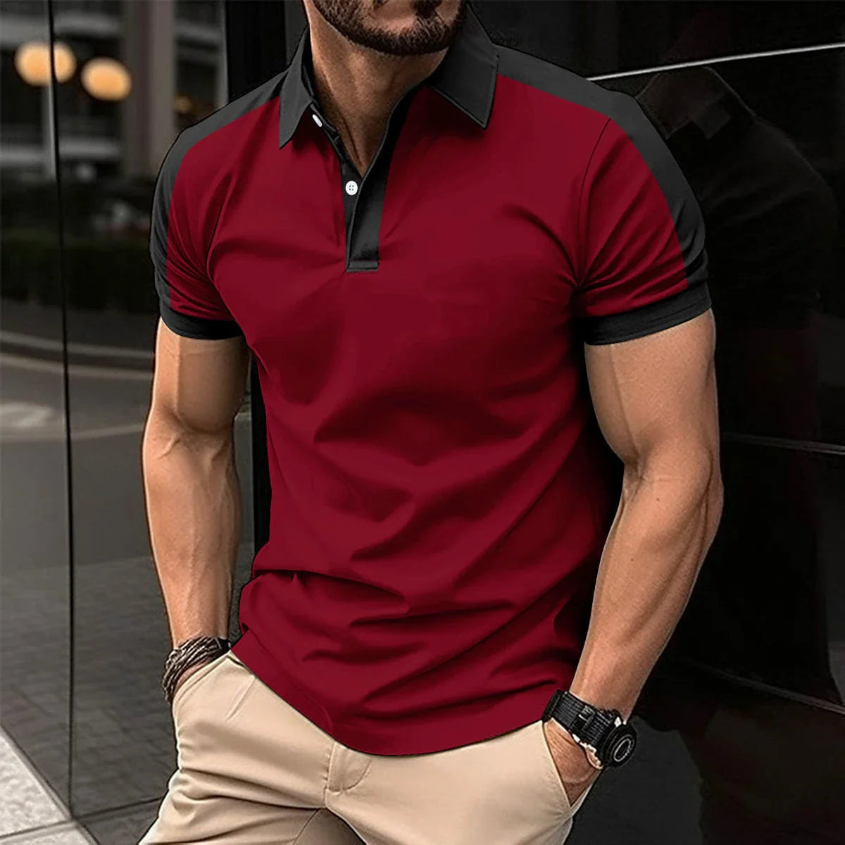 Premium men's short sleeve polo shirt in a variety of vibrant colors and casual summer styles