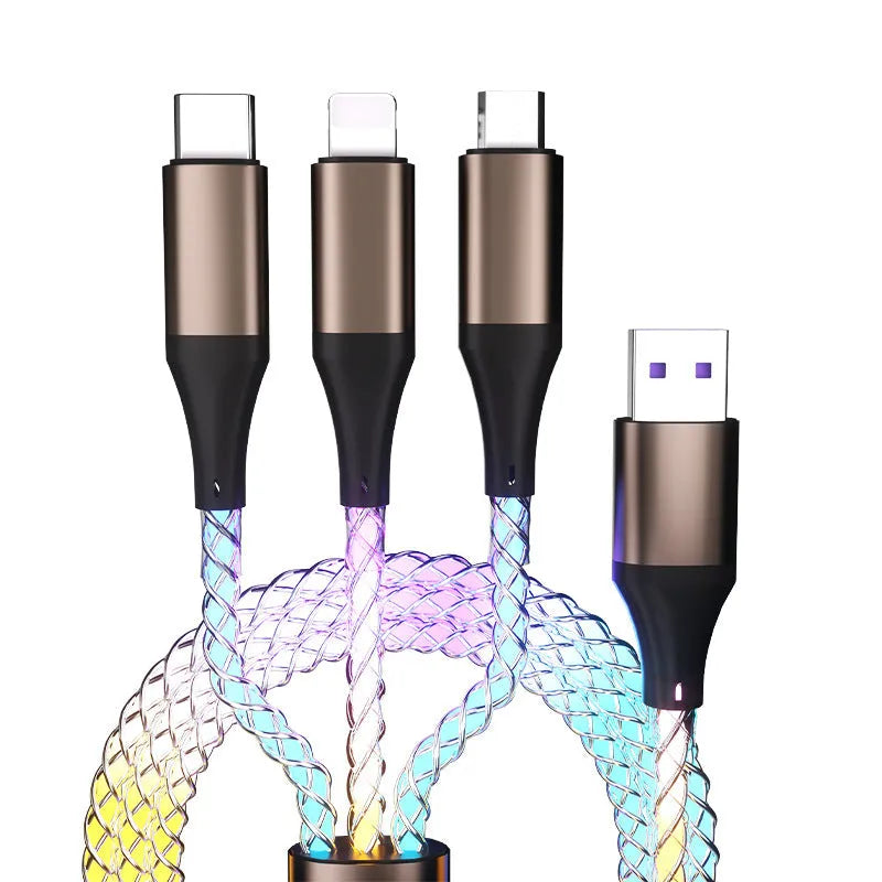 RGB One Drag Three illuminating data cable, 1.2 m, Lightning Micro USB TYPE-C, white TPE