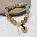 Yellow peacock agate and old mine topaz women's bracelet with peace buckle fastening