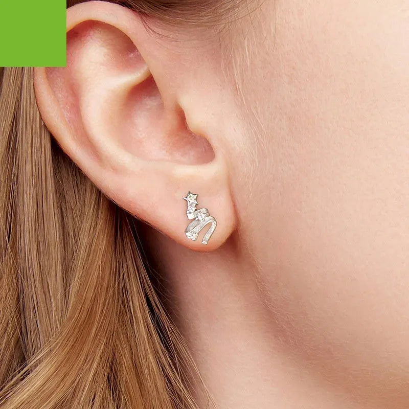 S925 sterling silver Christmas tree stud earrings on white background BSE1255 colour