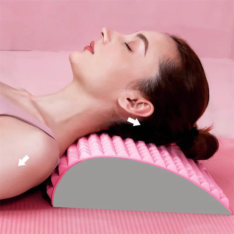 Blue EVA foam back stretcher pillow for lumbar support and sciatica pain relief