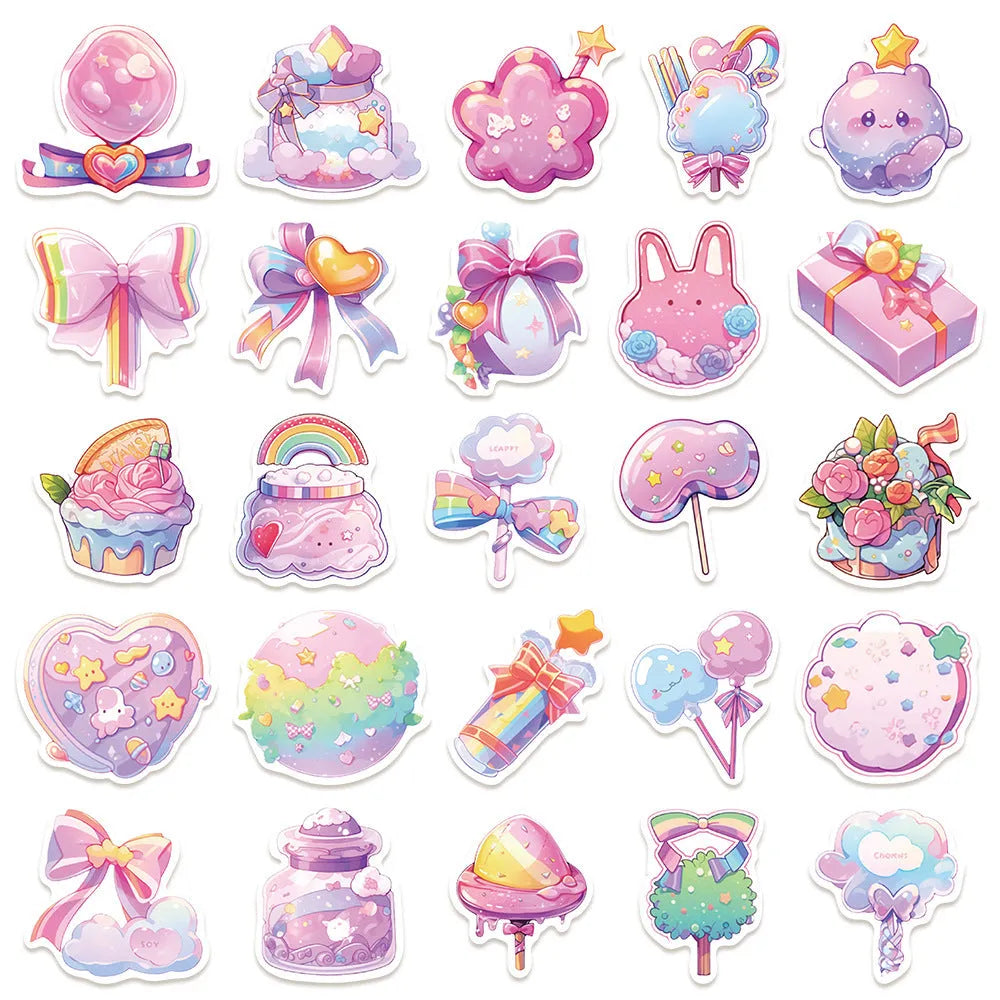 Fresh candy coloured decorative waterproof stickers in cute small object designs