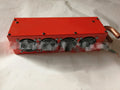Compact metal car heater with four copper pipe connections for small vehicle engine waste heat system