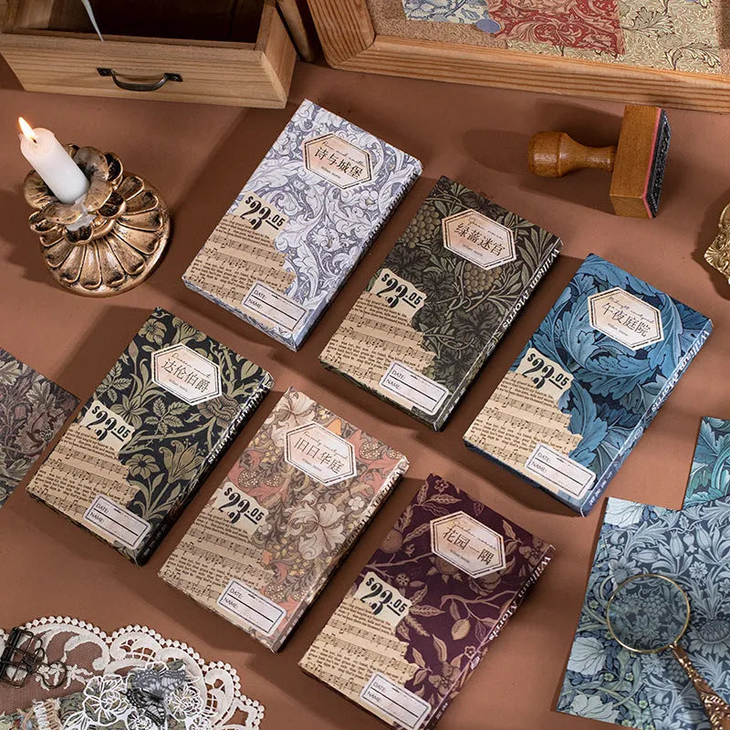 Retro artistic decorative paper set 60 sheets special cambric paper 8x13cm plastic seal