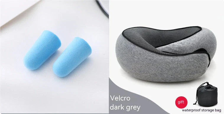 Ergonomic memory foam travel neck pillow with U-shaped design for comfortable neck support during flights and commutes