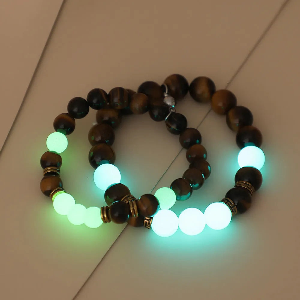 Geometric pattern couple bracelets in luminous amber colour Y552 with retro fashion design