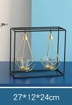 Iron candle holders for block candles in six Nordic styles: single, double, triple, triangle, rectangular.