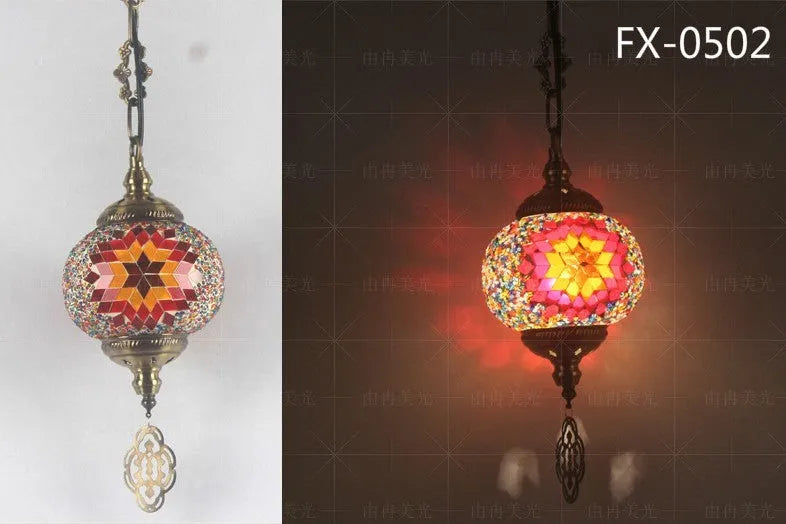 Turkish chandelier glass pendant light with 1.2m adjustable cable, 148mm shade and 10cm single head chassis