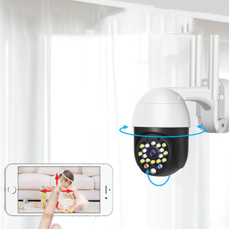 White plastic wireless dome security camera with 3.6mm lens for indoor and outdoor home surveillance