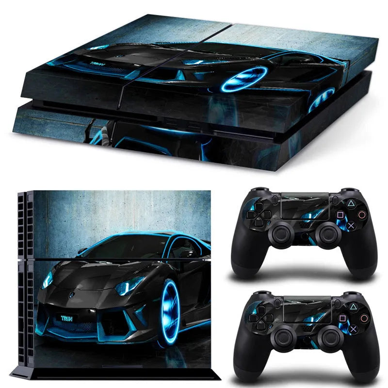 Thin 0.001mm PVC protective film with pattern options for a PS4 game console.