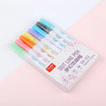 Set of highlighter pens with Japanese plastic nibs showing 1mm-2mm line width and multiple colour options
