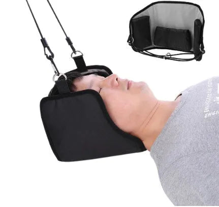 Neck traction hammock with adjustable ribbon, Oxford cloth back, velvet surface, door-mounted for neck pain relief