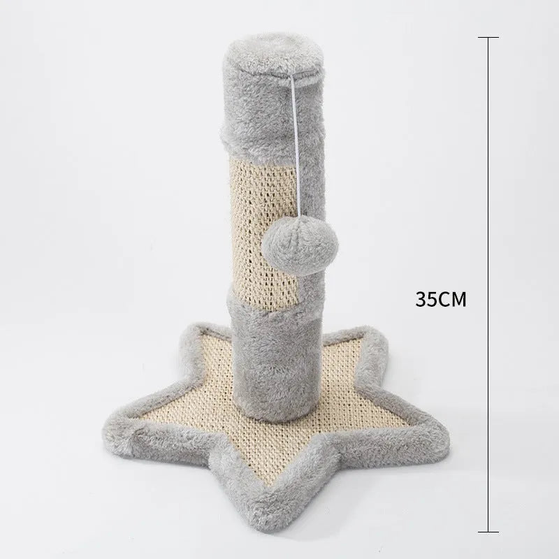 Cat climbing frame biting toy with natural sisal and detachable plush toy in Grey Five Pointed Star colour