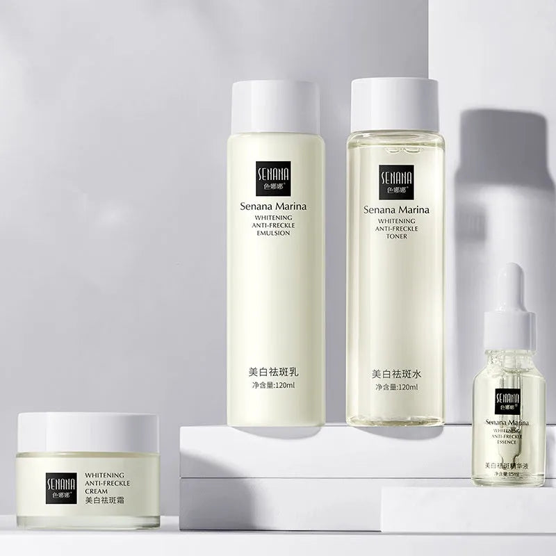 Whitening and freckle removing facial care set with 120ml, 120ml, 15ml and 50g net contents, Gold Luxury option