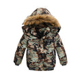 Children's padded winter jacket for boys, polyester, available in grey, black, khaki, blue, camouflage, sizes 90cm to 130cm.