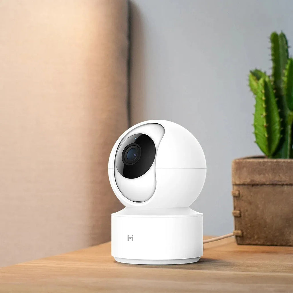 White Xiaobai Smart Camera showing front lens with 110° wide angle and compact 108x76x76mm dimensions