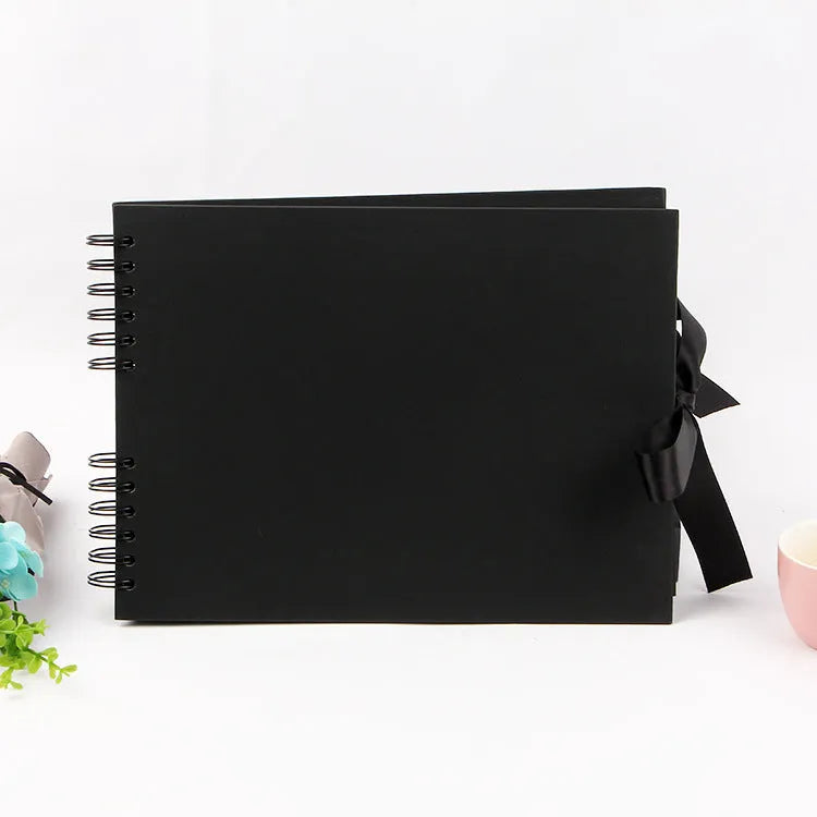 DIY spiral-bound photo album with a kraft paper cover in landscape A4 format