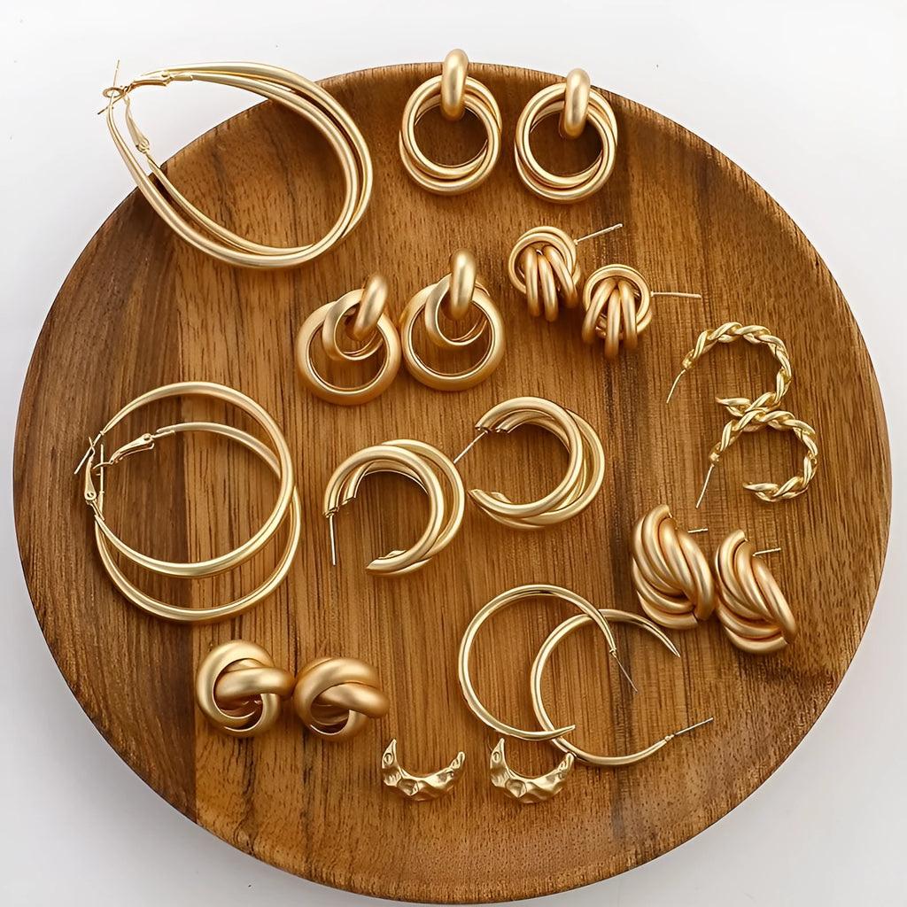 Women's geometric simulated pearl alloy earrings in gold colour with multiple style options A to R