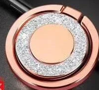 Bling glitter phone ring holder with metal construction showing rotation capability