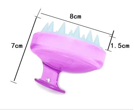 Soft silicone shampoo brush for scalp massage, 8x8x7cm, black colour, portable design