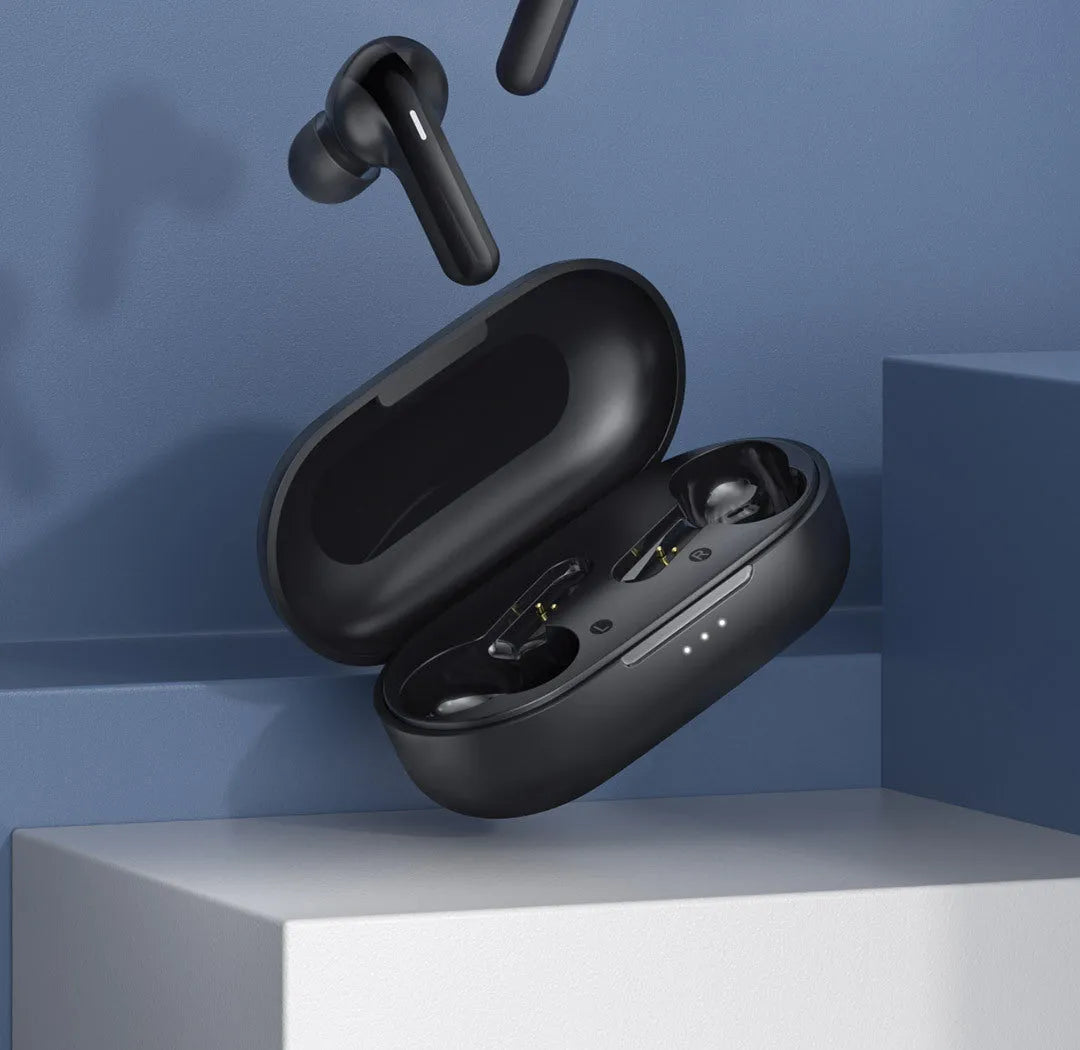 GT3 true wireless Bluetooth in-ear sports headphones in black with charging case