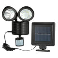 Black or white double-head solar motion sensor spotlight with adjustable brightness for outdoor security